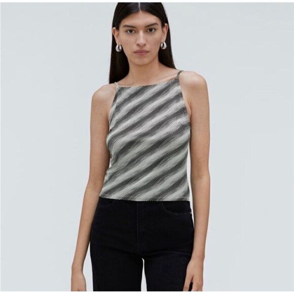 Everlane Black White Striped Tank Top Cami Viscose Elastane Small - Picture 1 of 6